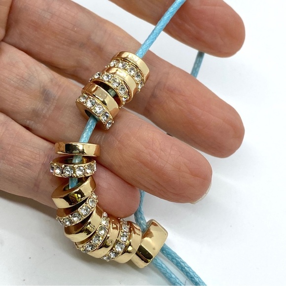 KENNETH COLE Slider Bracelet Goldtone and Blue Cording - Picture 4 of 5